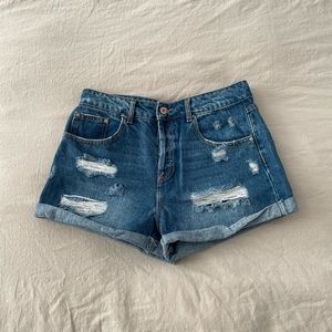 Distressed Denim Shorts